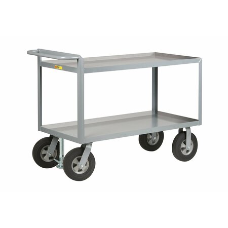 LITTLE GIANT Raised Handle Utility Cart, Steel, 2 Shelves, 1500 lb GL243610SRFL